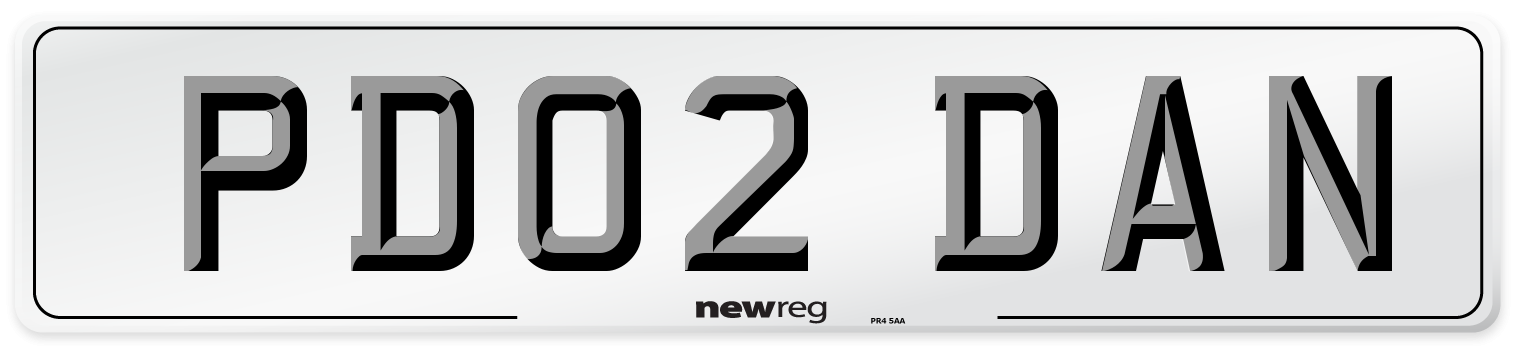 PD02 DAN Number Plate from New Reg